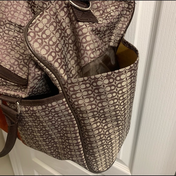 Large Brown Red Jacquard Duffle Travel Gym Weekender Bag - Picture 6 of 8